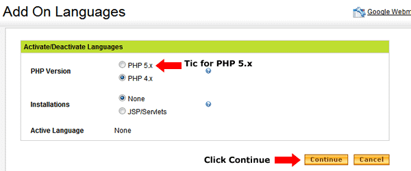 Migrate to PHP 5 at Godaddy