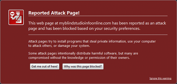 myblindstudioinfoonline blacklisted by Firefox