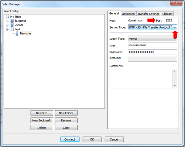 Connect SFTP using FileZilla