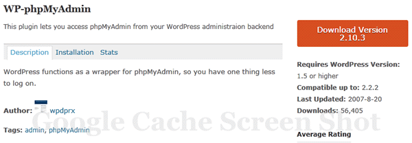 WP-phpMyAdmin vulnerablity, removed and unsupported