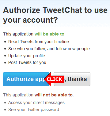 Authorize TweetChat